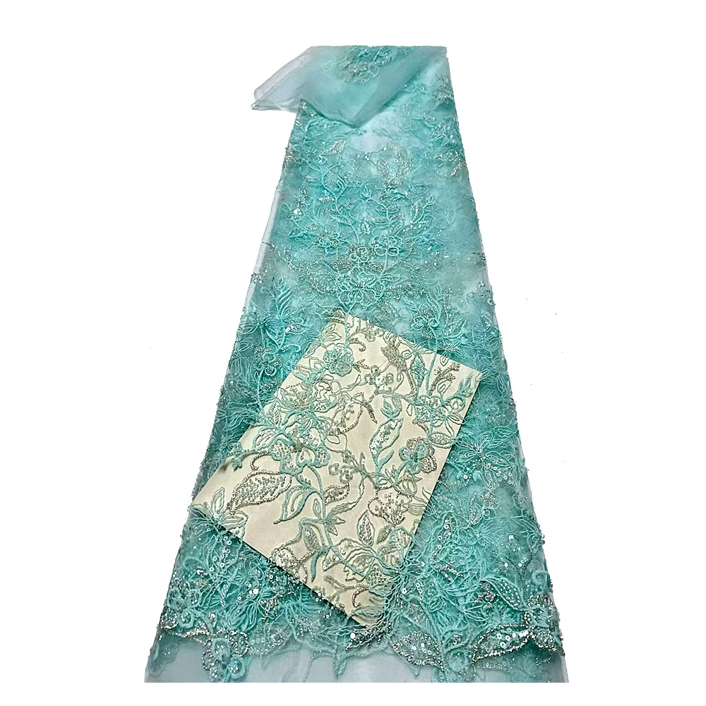 

Африканская кружевная ткань с блестками и бисером, 2025, нигерийская кружевная ткань с вышивкой бисером, французское платье, свадебное платье, вечернее платье
