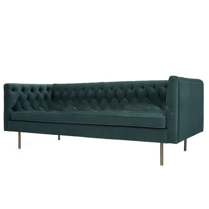Nordic modern flannel buckle leisure three-person sofa furniture studio reception stainless steel sofa 5