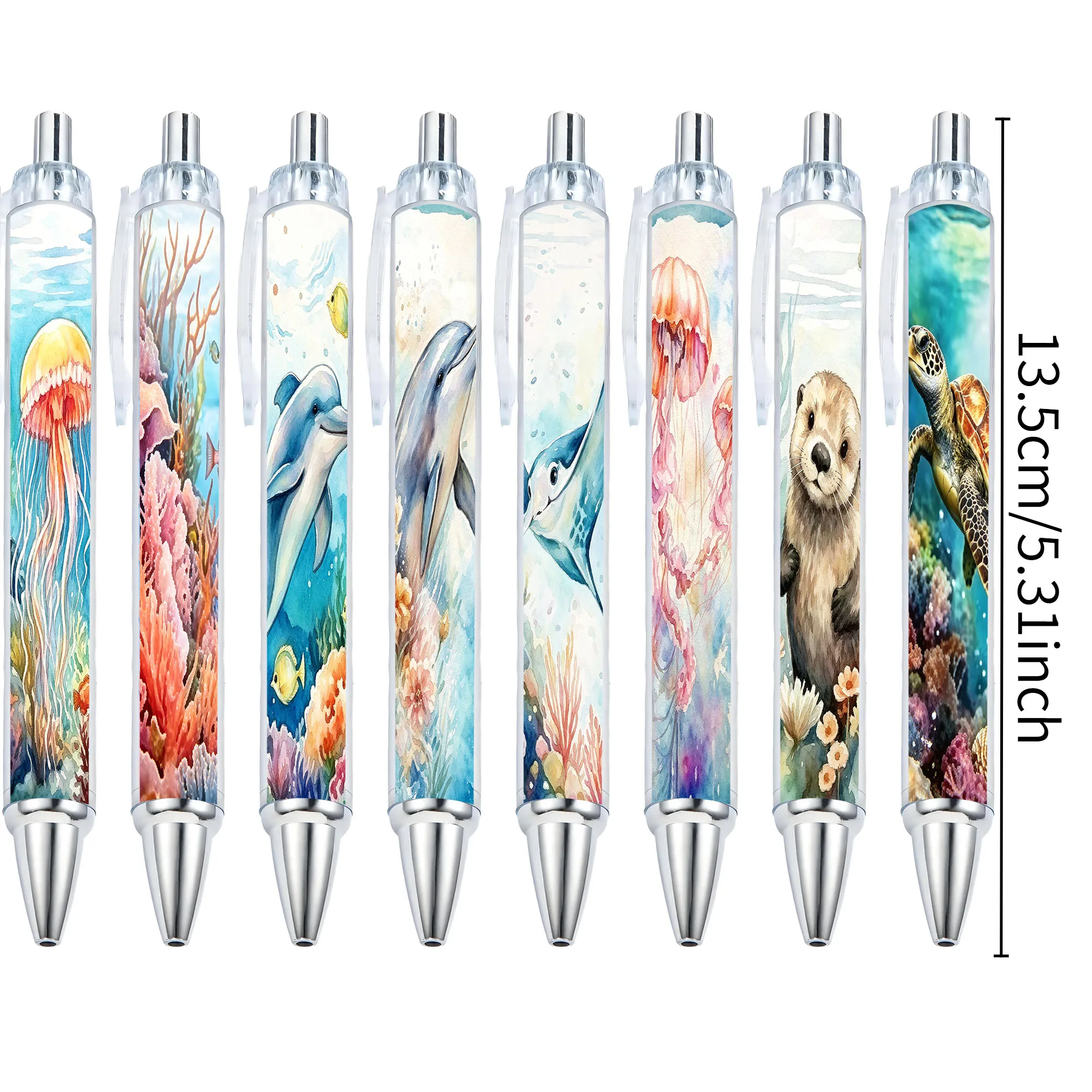 10pcs Watercolor Underwater Marine Life Theme Press Neutral Pen School Season Student Writing Pen Gift Pen Pattern Random