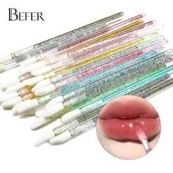 50Pcs Crystal Disposable Lip Brush Lash Extension Brushes Mascara Applicator Lipstick Wands Set Cosmetic Plastic Makeup Tools