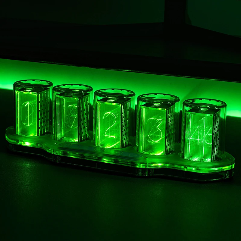 RGB Nixie Tube Clock LED Transparent Acrylic Glow Digital Tube Clocks Electronic Watch Table Clock Home Desktop Decorations Gift