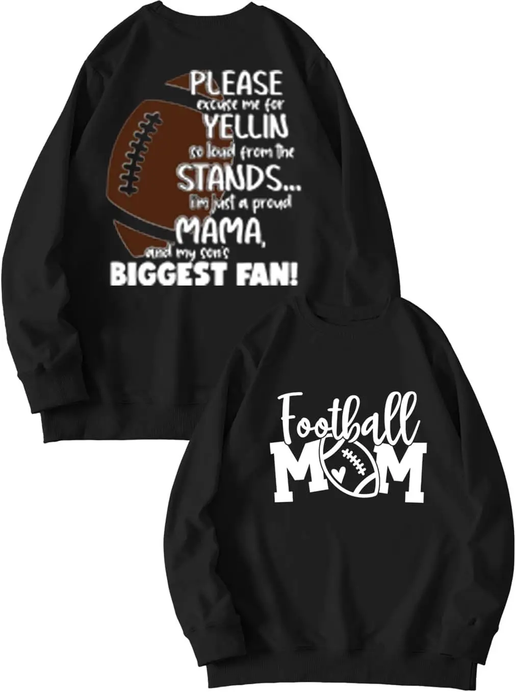 

Funny Sweatshirts for Women Letter Print Casual Shirts Football Mom Gift Long Sleeve Cute Sayings Pullover Tops