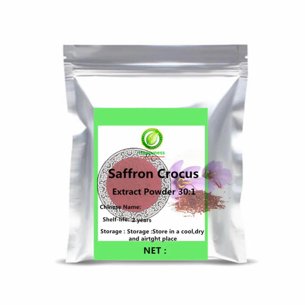 Custom Natural Saffron Crocus Extract Powder, Double Layer Plastic & Aluminum Foil Bag Packing, Sealed Moisture Proof Pouch for
