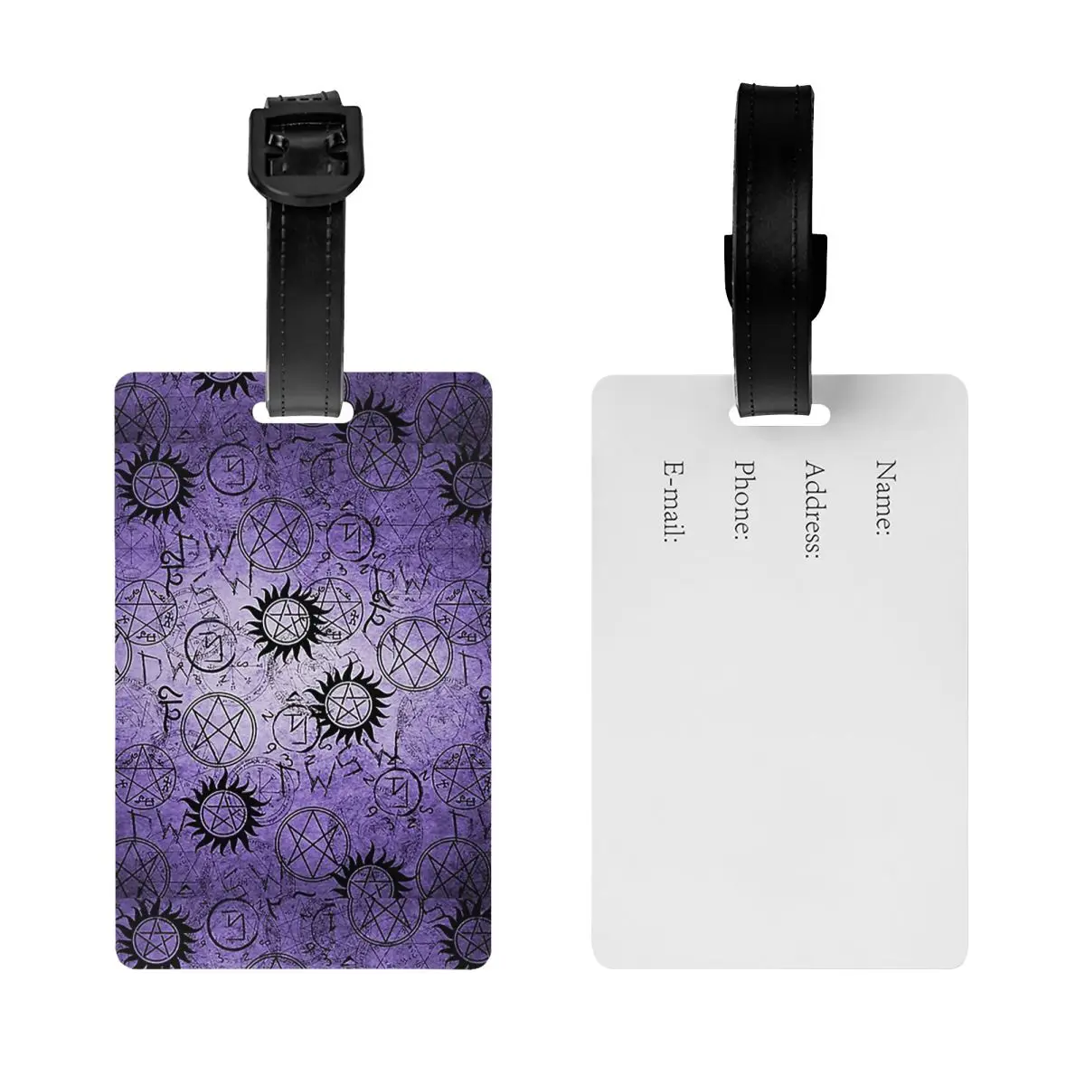 

Supernatural Purple Luggage Tags Suitcase Accessories Travel Baggage Boarding Tag Label Holder ID Name Address