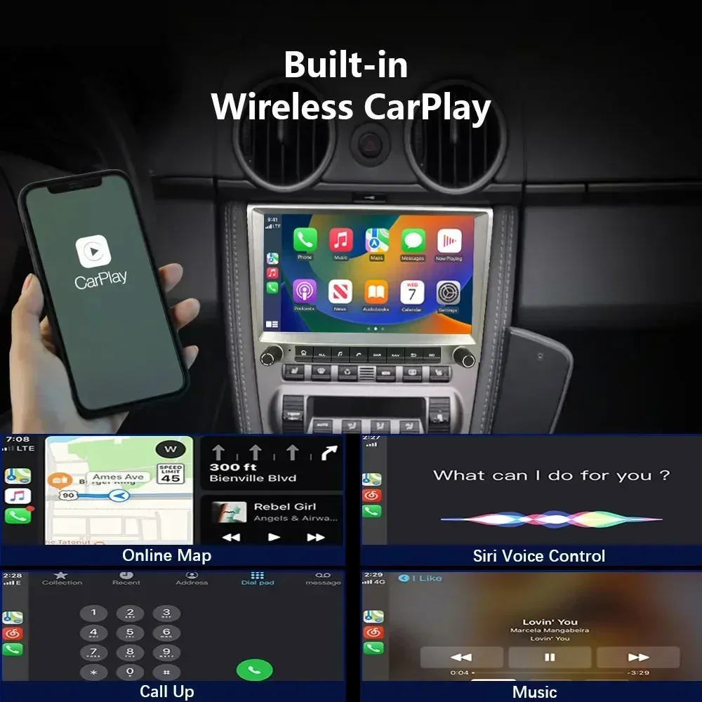 CHSTEK مشغل راديو السيارة الوسائط المتعددة Carplay لبورشه كايمان بوكستر 911 987 997 2004-2013 أندرويد 13 الملاحة 4G ستيريو السيارات