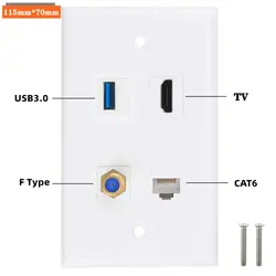 2/3/4-Port Information Panel Wall Panel Wall Plug HDMI Compatible High-Definition Cat6 Network F-Type TV USB3.0 Data Charging