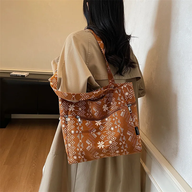 

Новая холщовая сумка-тоут 2025 года — модная универсальная портативная сумка на одно плечо большой вместимости для ежедневного использования