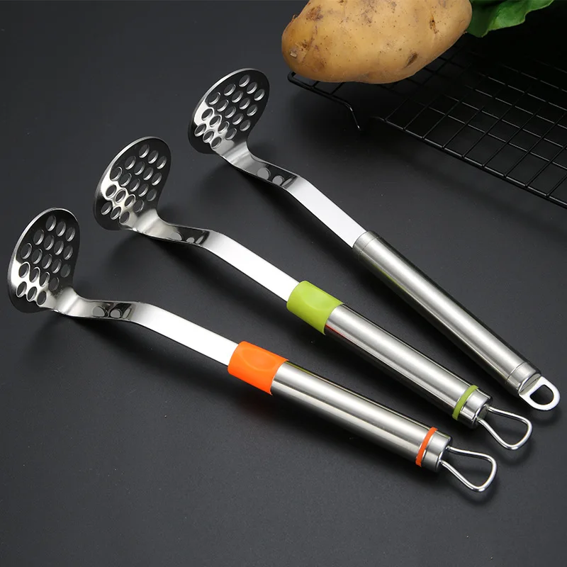 

Kitchen Stainless Steel Potato Masher Pumpkin Banana Mud Garlic Food Crusher Press Machine MultiPurpose Fruit Vegetable Tools