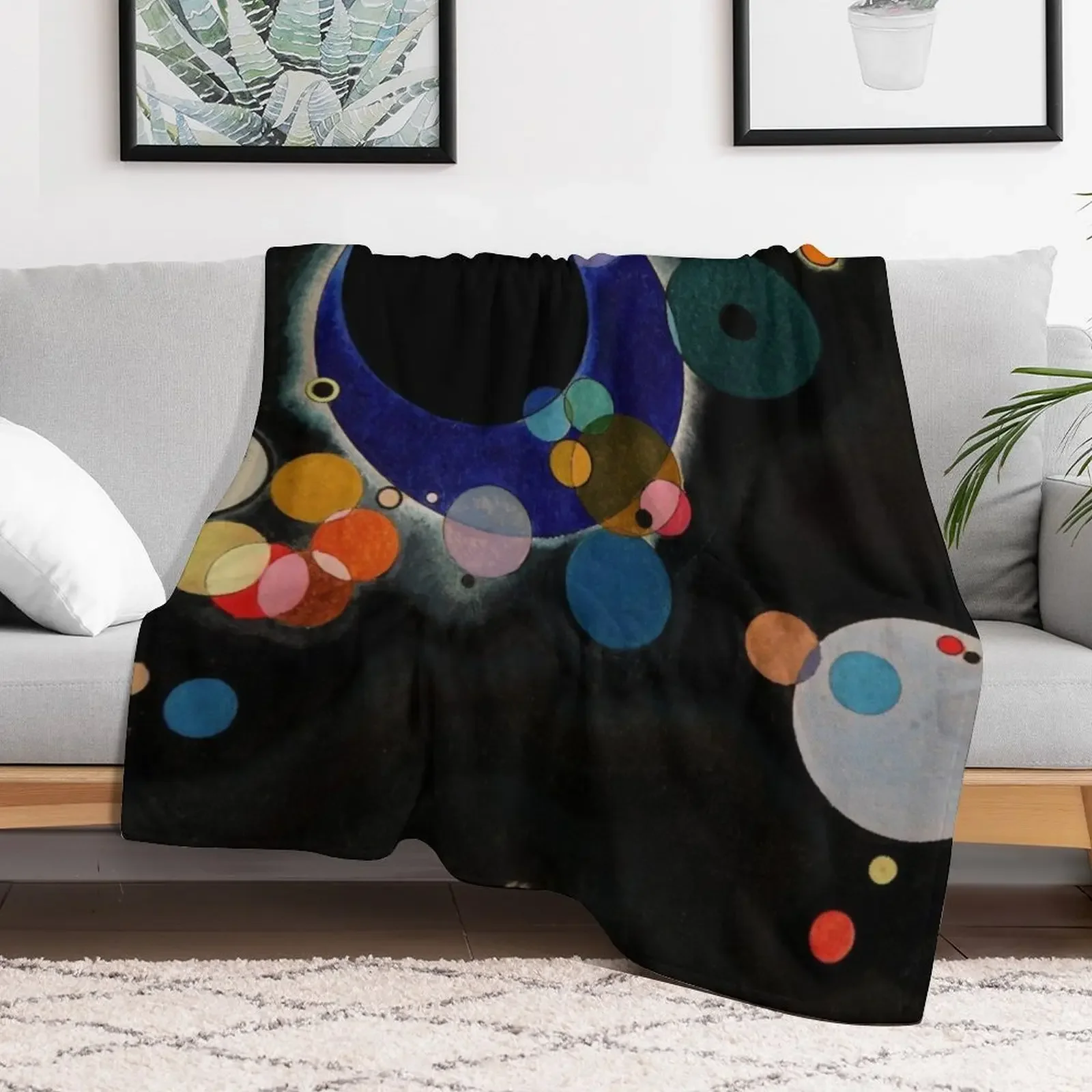 Wassily Kandinsky - Several Circles - Bauhaus Art Throw Blanket warm winter Flannel Fabric Blankets