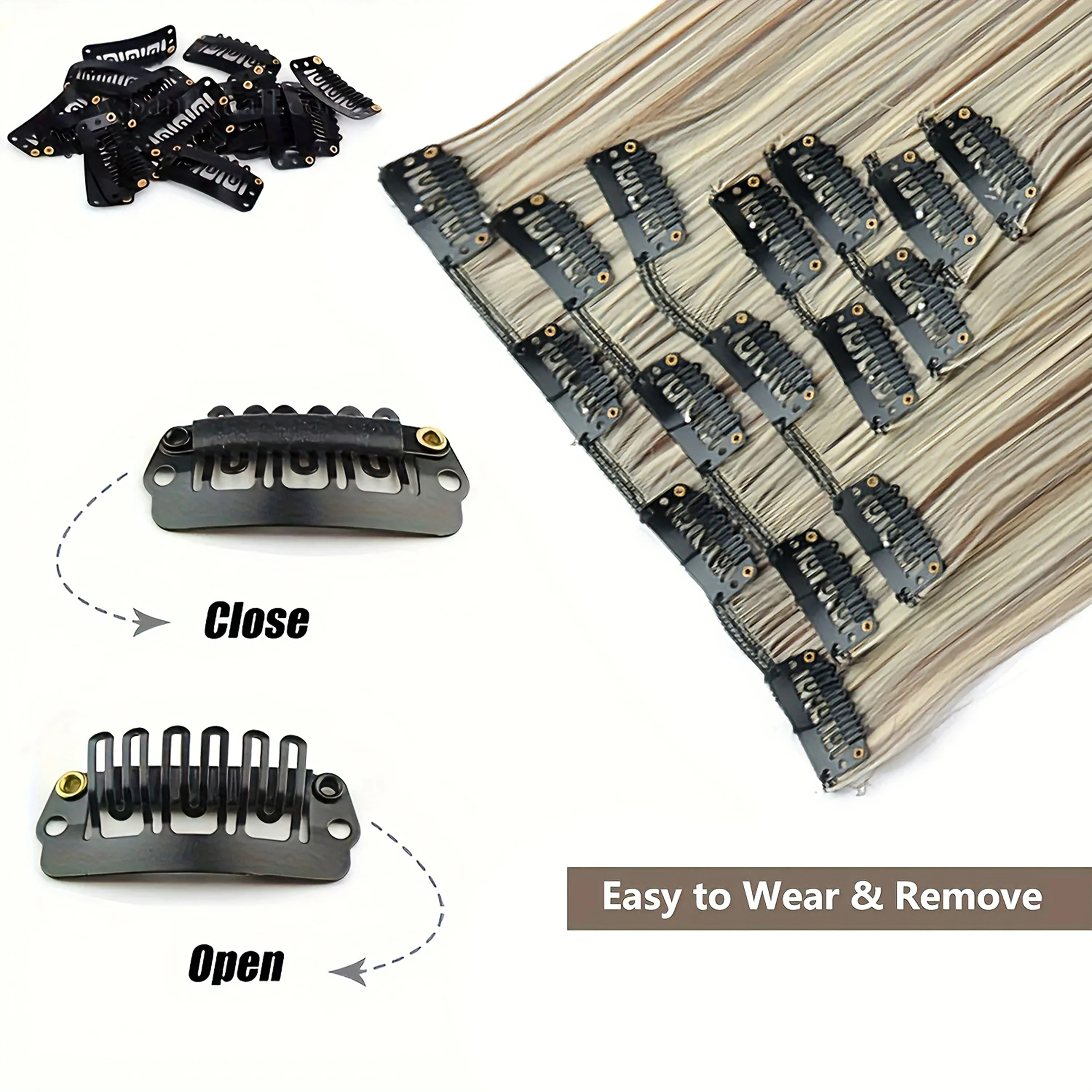 

Заколки для наращивания волос, длинные прямые волосы, заколки для наращивания волос, 22 дюйма, 7 шт./компл., синтетические накладные волосы для женщин