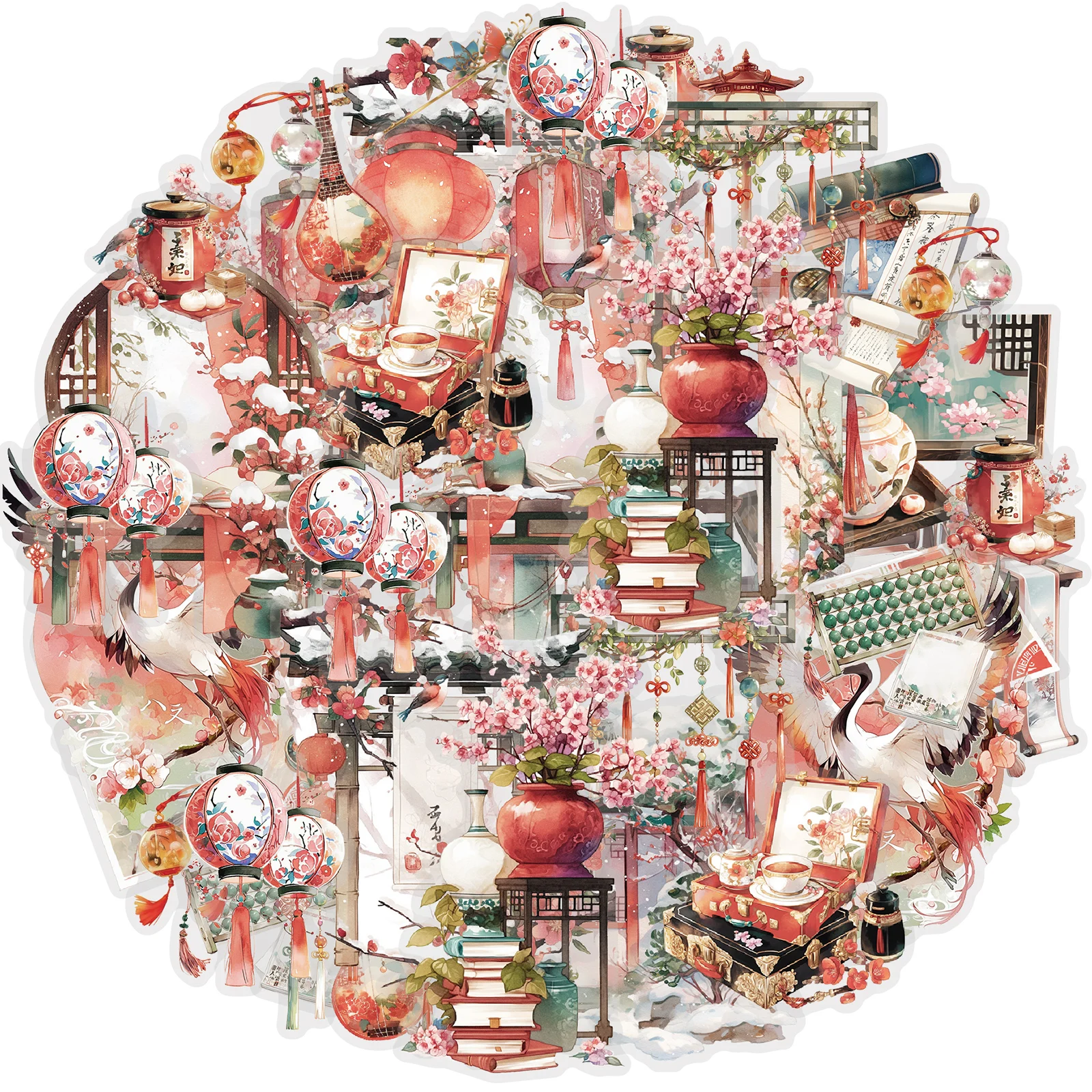 Etori Life New Chinese Style Vintage Washi Tape - Red Building Covered with Snow New Year Atmosphere Decorative Washi Tape 1 Roll 2m Suitable for Handmade Scrapbooking Supplies, Laptops, Suitcases, Guitars, Bicycles, DIY Crafts, Window Decorations, Decorative Stickers, Office Decoration Accessories, Label Seals, High-Quality Tape, Birthday and Holiday Gifts, School Supplies, Korean Stationery, Children's Stickers