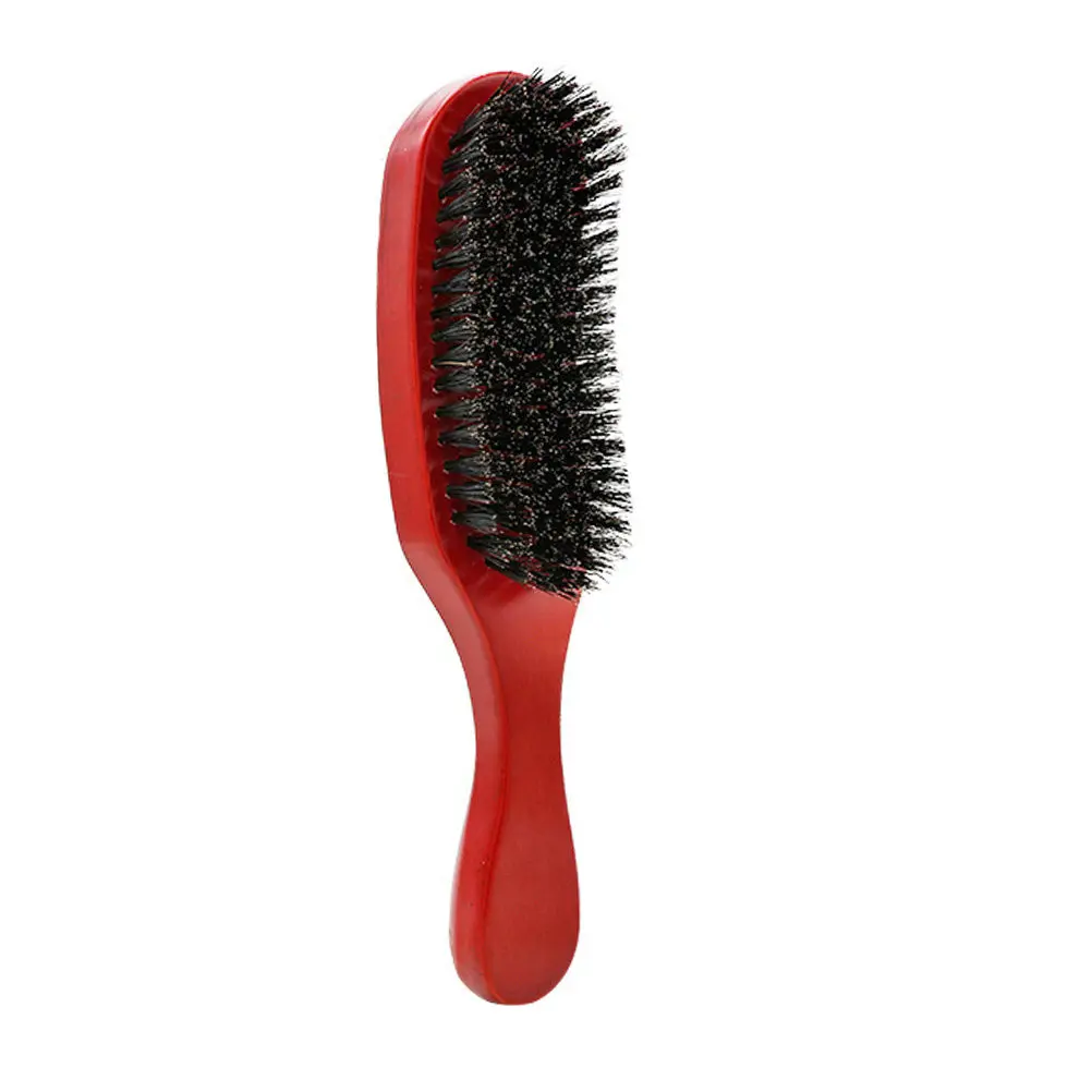 

Boar Bristles Wooden Comb Red Handle Natural Anti Static Hair Massage Scalp Care Styling Blow Drying Brush Wooden Comb