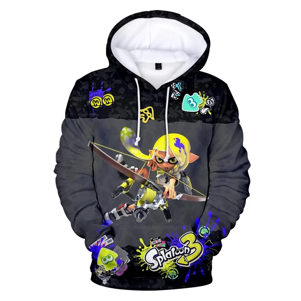 Capuz para meninos e meninas Game Splatoon 3, terno casual, moletom, pulôver, streetwear, tops de manga comprida, roupas 2024