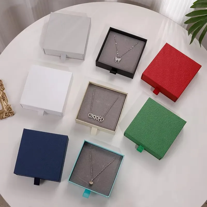 

24 Sets Cardboard Paper Drawer Boxes Small Package Necklace Earrings Ring Jewelry Packaging Display with Grey Sponge Bulk