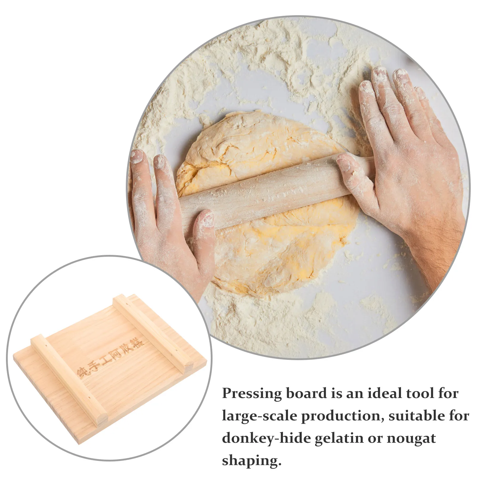 

Solid Wood Donkey-Hide Gelatin Press Board Easy Use Nougat Presser Large Scale Kitchen Tool Nougat Press Sushi Press,
