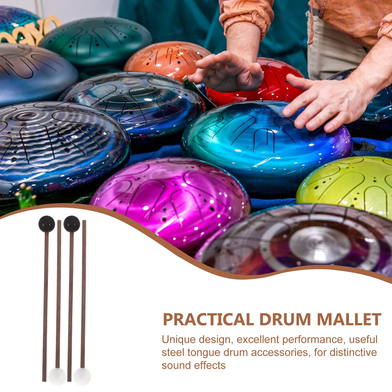 

2 Pairs Small Stick Ethereal Drumstick Drumsticks Mallet Wood Mallets Percussion