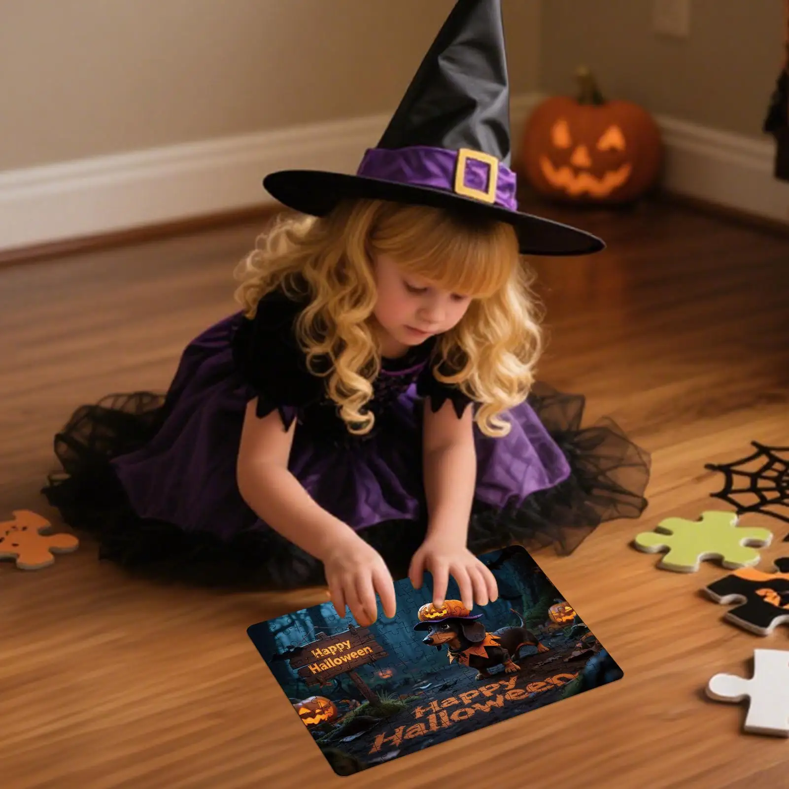 Puzzle di Halloween Puzzle da 130 pezzi con zucca e animale Gioco divertente per le attività di gioco di decorazioni natalizie di Halloween