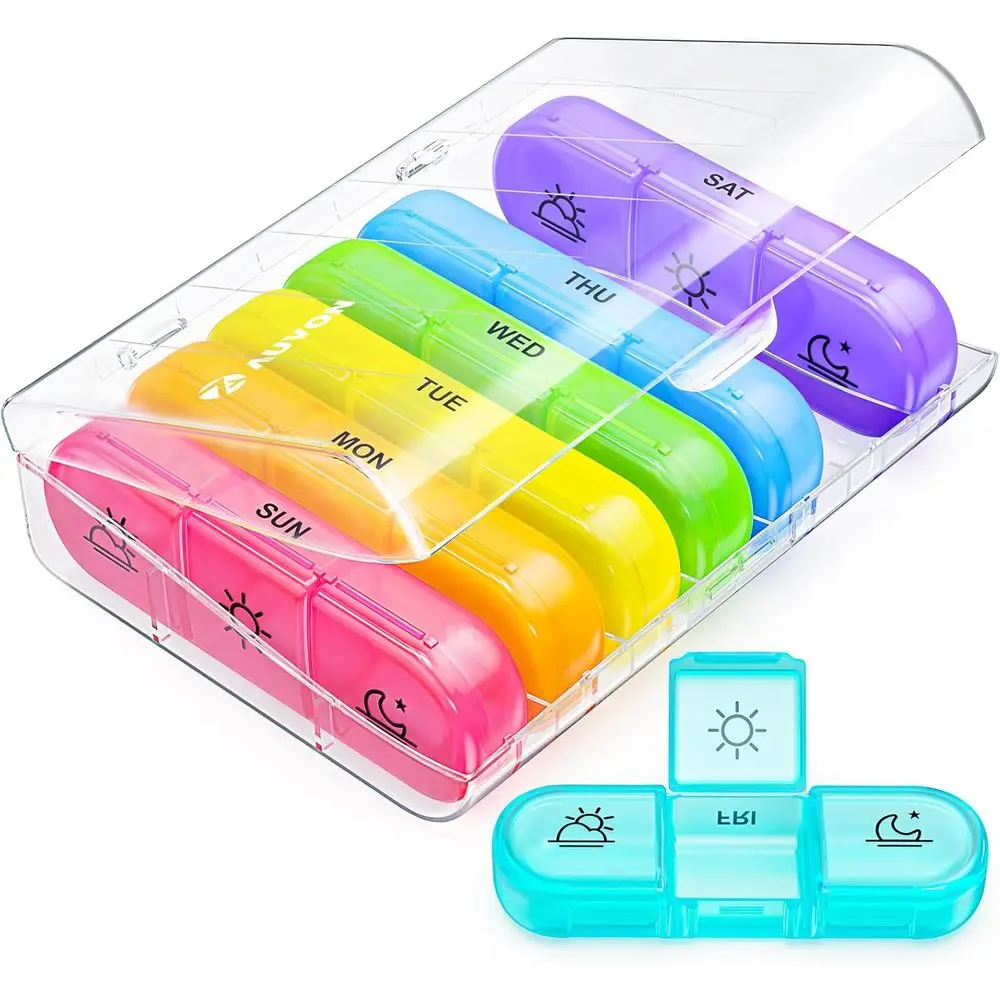 7-Day Large Pill Organizer with 3 Daily Doses and Separate Container for Pills, Vitamins, and Supplements