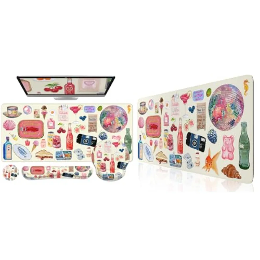 Desk Mat, Large Mouse Pad Wrist Support Set, XXL Large Mousepad + Keyboard Wrist Rest+Mouse Wrist Rest+Coastert with Ergonomic
