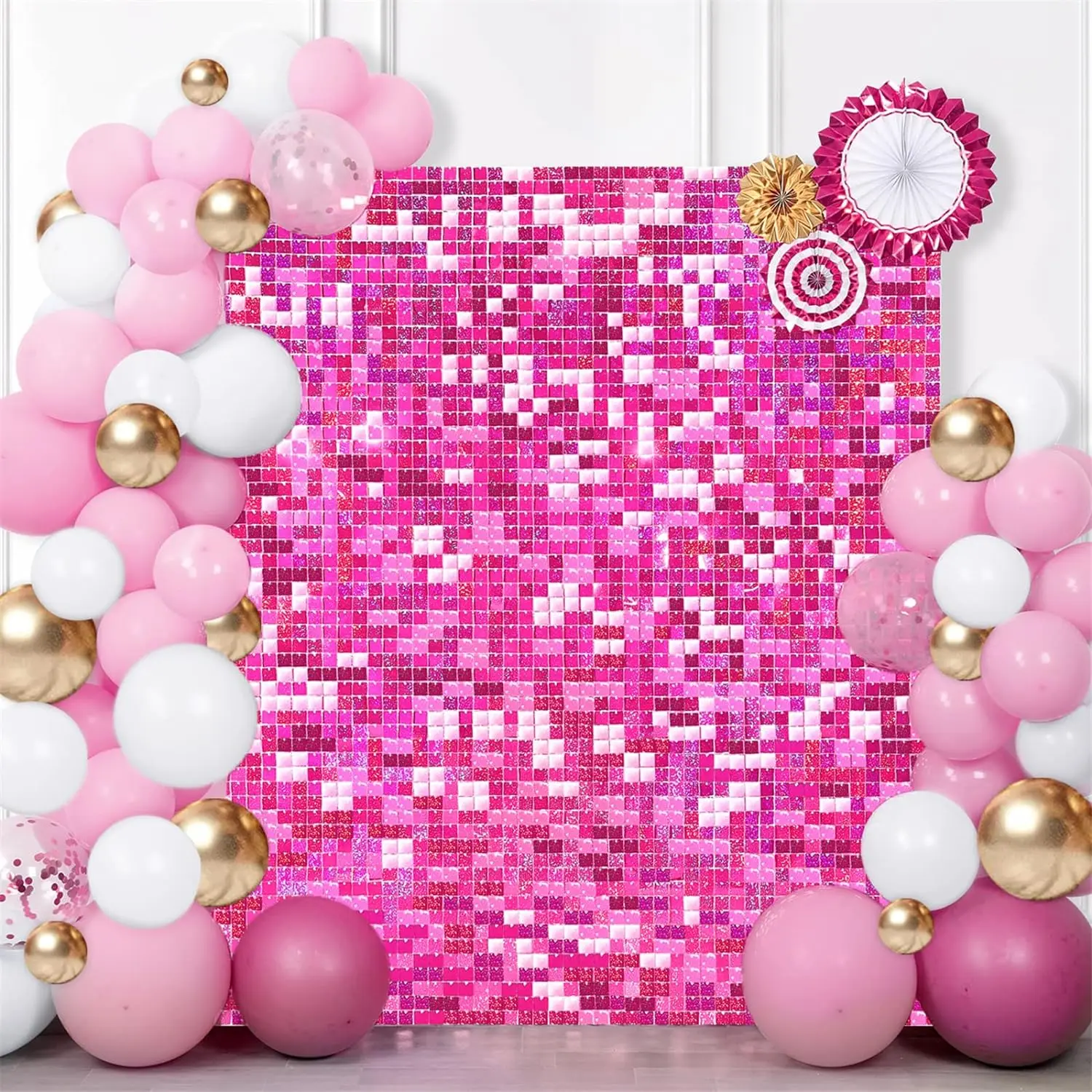 Shimmer Wall Backdrop Hot Pink Shimmer Wall Panels Party Backdrop Glitter Photo Background Sequin Backdrop for Birthday Annivers