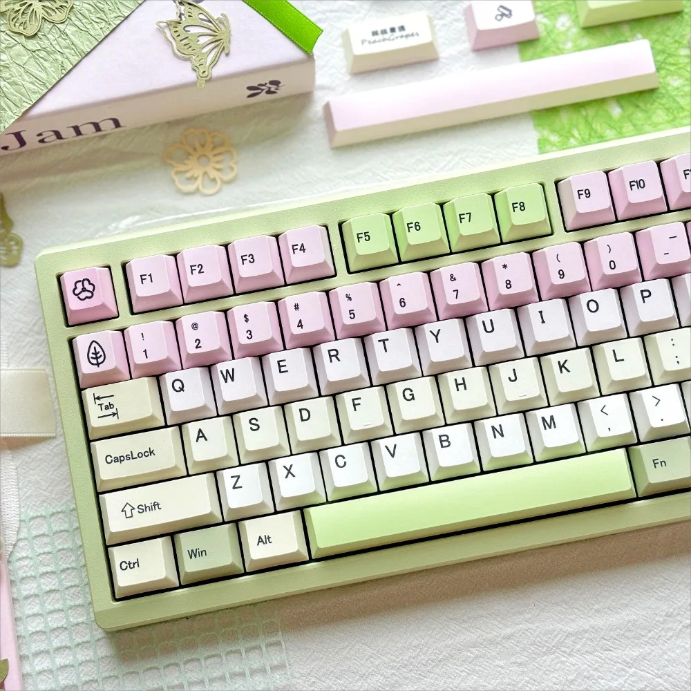 Keyboard Caps, Peach Green, Cherry 139 Keys PBT for Cherry MX 104/87/61 Mechanical Keyboard Accessories