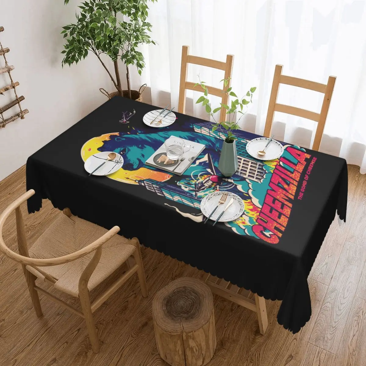 Custom Cheemzilla The Gomd Of Cheemse Tablecloth Rectangular Oilproof Kaiju Shiba Inu Table Cloth Cover for Party