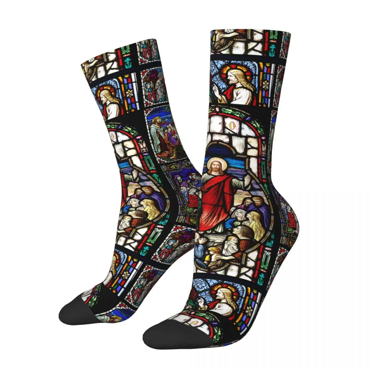 Jesus God Bless Socks Men\'s Women\'s Polyester Casual Christian Socks Novelty Spring Summer Autumn Winter Socks Gifts