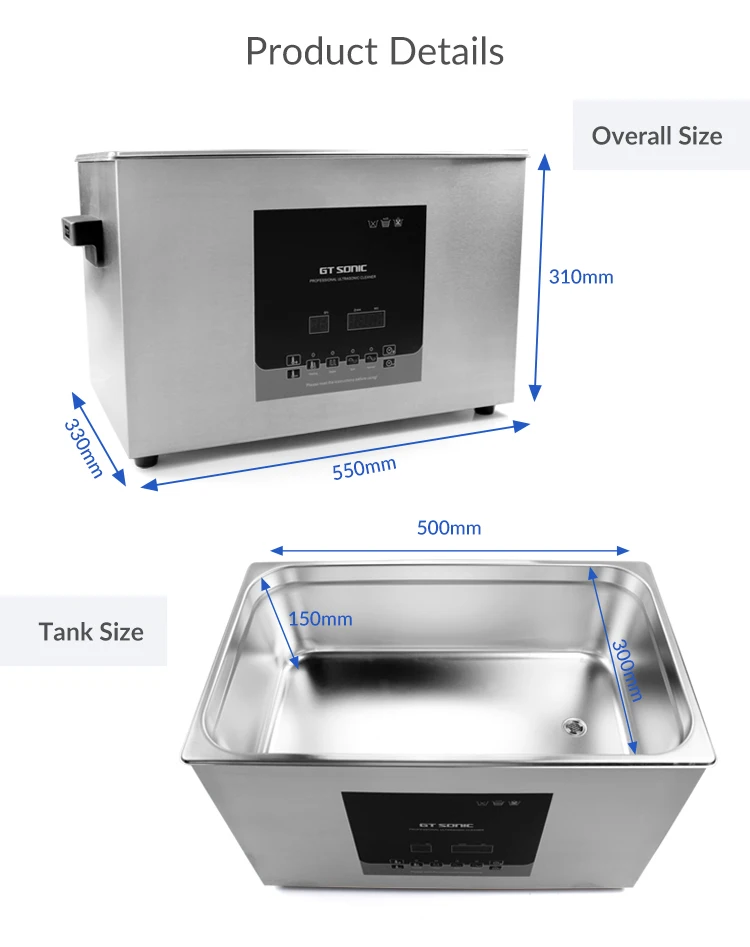 GT SONIC D20 Medical Use Cleaning Machines All Stainless Steel Circuit Board Digital Commercial Ultrasonic Cleaner