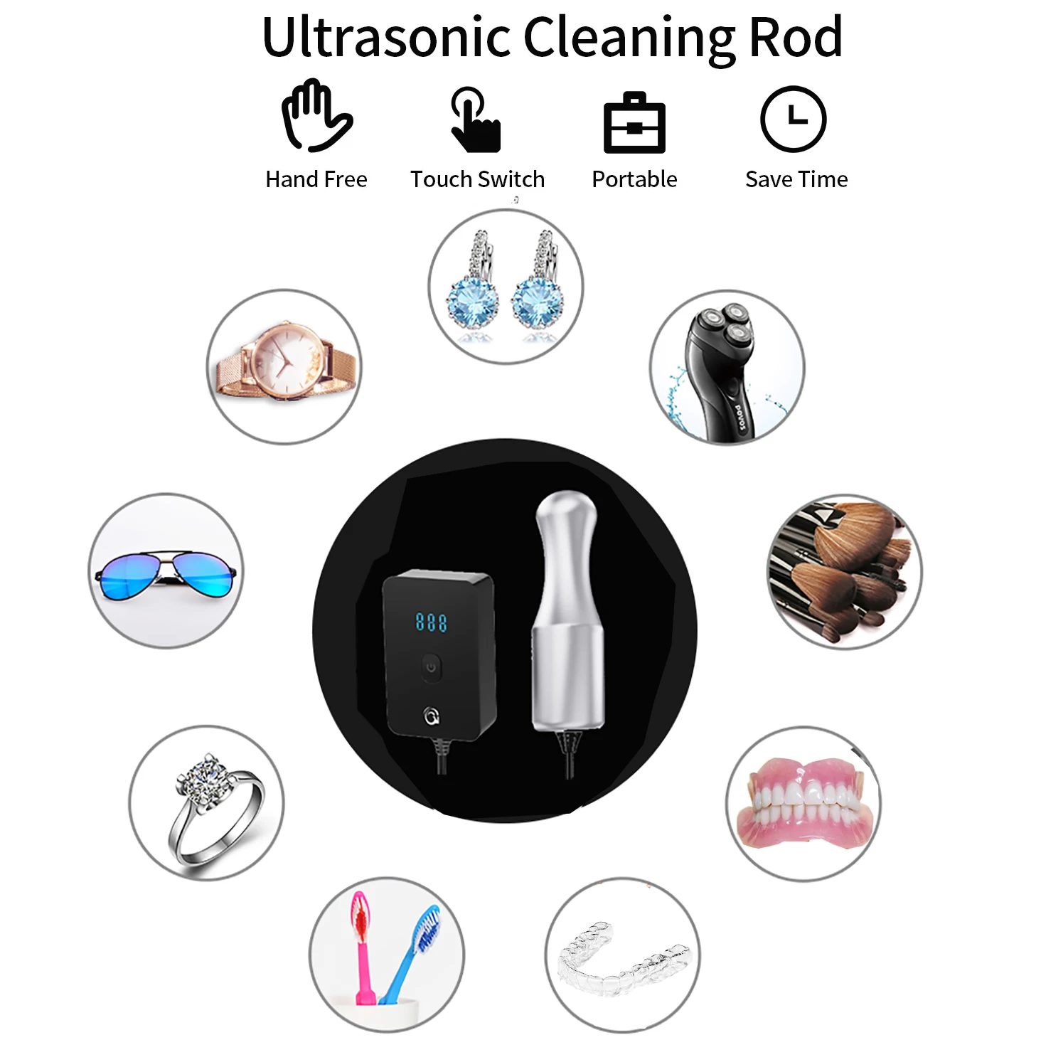 Ultrasone Reiniger Voor De Mond Van Een Kunstgebit, Draagbare Sieraden Horlogebrillenreinigingsmachine, Fruitgroente Ultra Sonische Wasmachine