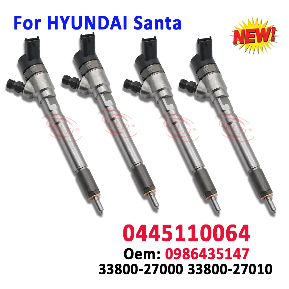 

4 Pieces 0445110064 Auto Diesel Oil Nozzle 33800-27000 33800-27010 Fuel Injector 0445110731 110101 for HYUNDAI Matrix KIA Santa