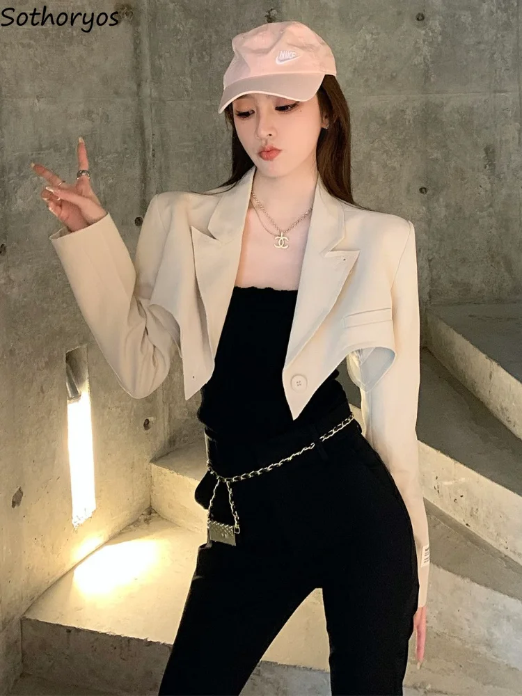 

Blazers Women Solid Special Designed All-match Attractive Korean Style Ladies Elegant Vintage Simple Daily Fashion Spring Cozy