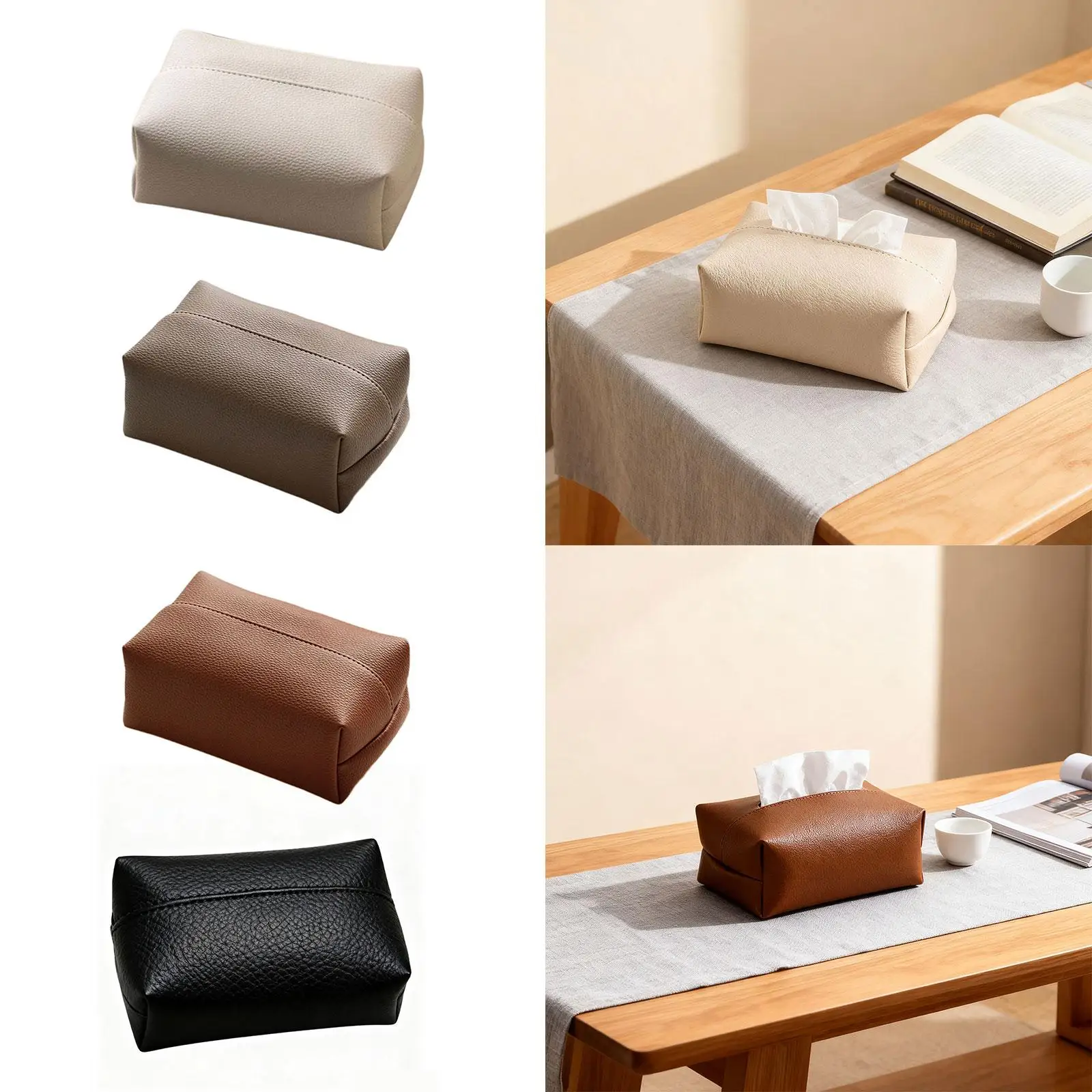 Elegant PU Leather Tissue Box Cover Small Handy Napkin Holder for Car Office Hotel Bedroom Decoration