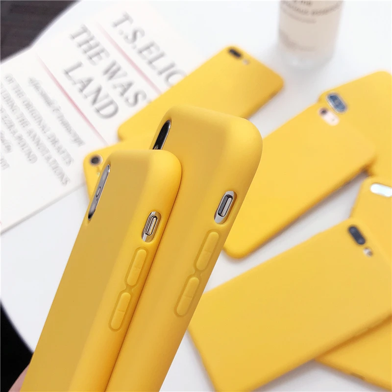 Yellow Protective Phone Case For Samsung Galaxy A73 A55 A54 A34 A25 A24 A15 A14 A05 A04 A03 Silicone Solid Color Soft TPU Cover