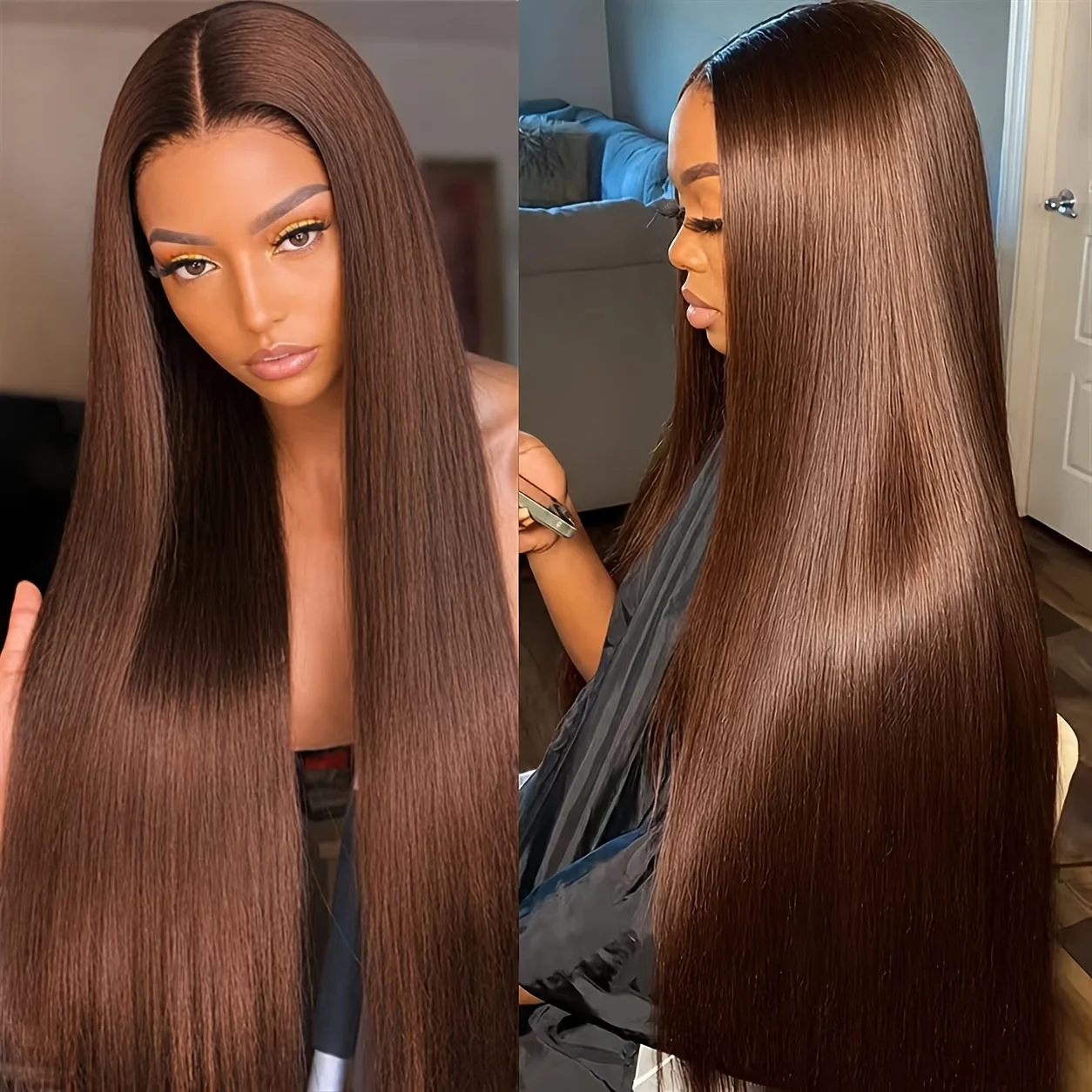26-inch long straight wig, fashionable medium-length hairstyle, essential for daily dates, travel, parties and Halloween