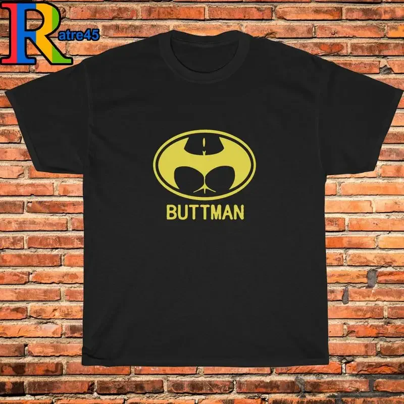 New T Shirt Buttman Funny Parody Humor Booty Black Grey White Navy S 3XL