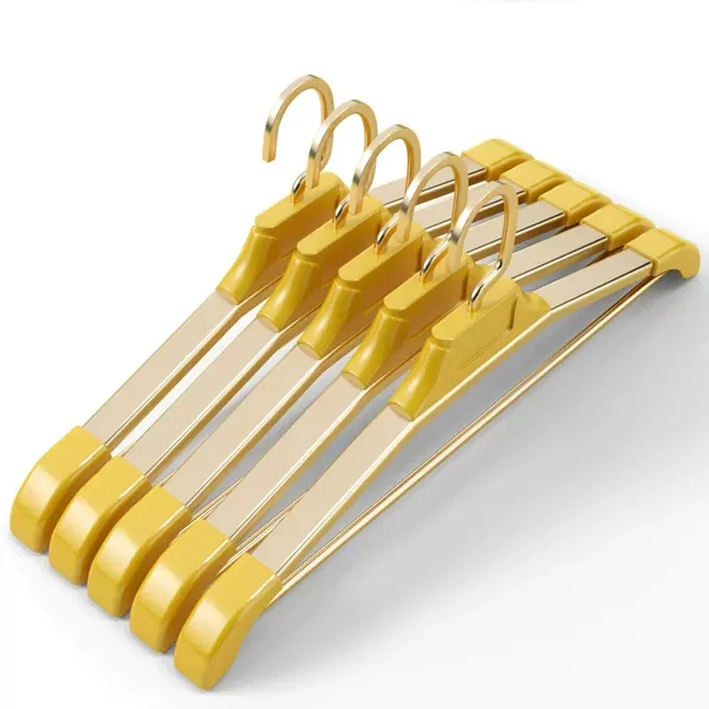 5pcs Widen Coat Hangers Antu-slip Aluminium Alloy Clothes Drying Rack Luxury Gold Hotel Home Clothes Organizer Storager Racks