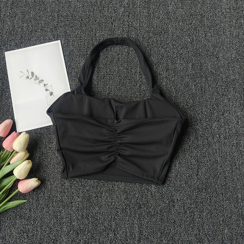 Sports Vest for Women Wearing Chest Pad Shockproof Fitness Bra with Neck Halter Fast Drying Beautiful Back Yoga Underwear Summer