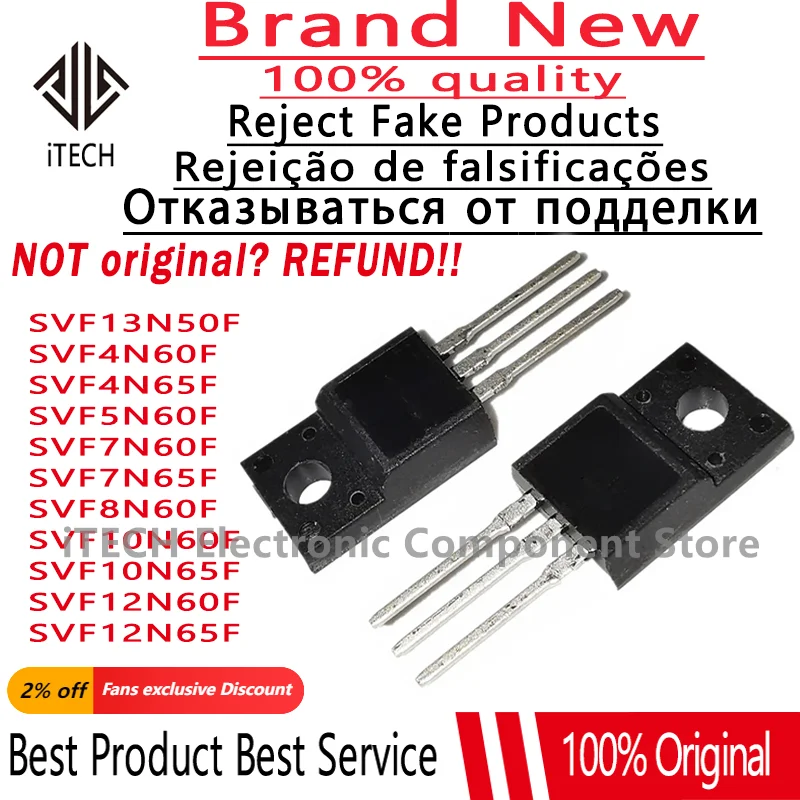 10pcs Original SVF4N60F SVF4N65F SVF5N60F SVF7N60F SVF7N65F SVF8N60F SVF10N60F SVF10N65F SVF12N60F SVF12N65F SVF13N50F TO-220F