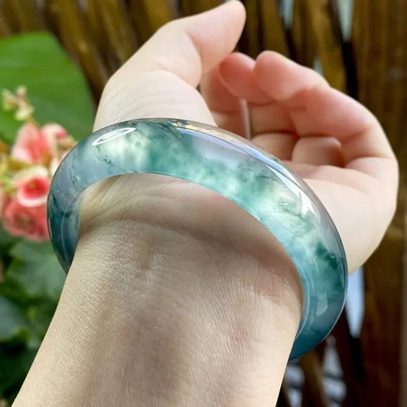 

Браслет из натурального жадеита, ледяной, с эффектом липкости, темно-зеленый, с плавающими цветами, светло-зеленый, солнечный, из жадеита