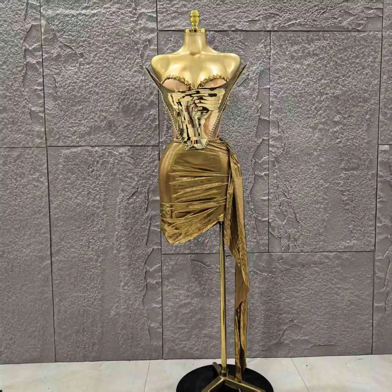 

Gold Silver Color Women Sexy Strapless Shinning Crytsal 2 Pieces Bodycon Mini Dress Celebrate Nightclub Party Birthday Wear