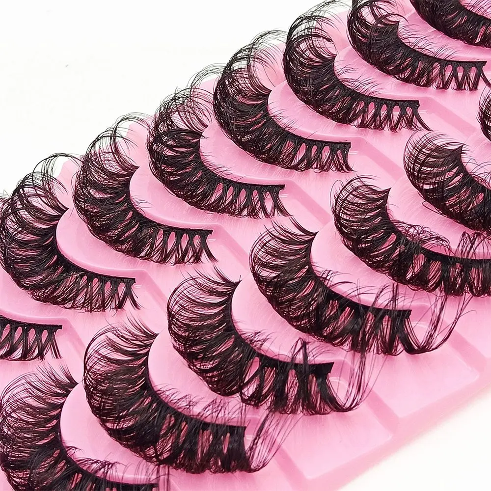 1/10Pair 3D Mink Russian False Eyelashes DD Curl 10-23mm Super Volume Reusable Fluffy Natural Super Volume Fake Lashes Extension