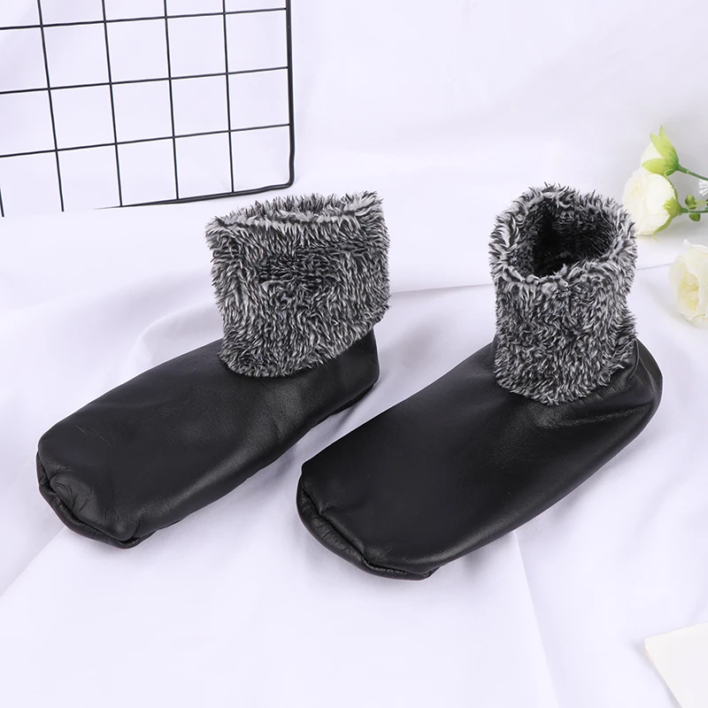 1Pair Unisex Winter Warm PU Leather Thermal Boat Slipper Indoor Home Soft Non-Slip Socks Thickened Comfortable Middle Socks