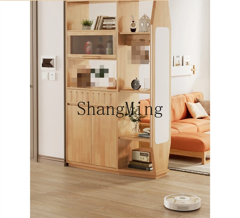 

FG solid wood room hall cabinet, living room partition entrance hall cabinet integrated double-sided screen locker
