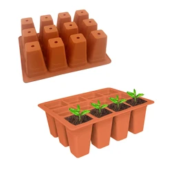 Plateaux de démarrage en silicone pour cadres réutilisables, kit de germination, démarrage en intérieur, 12 cellules