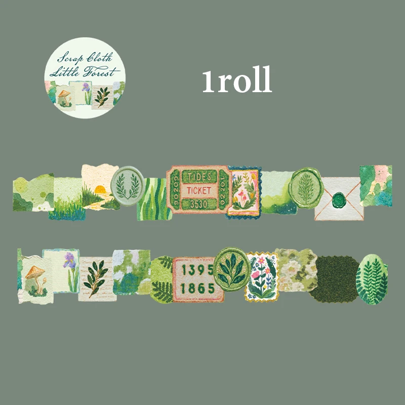 Mr Paper Scrap Cloth Little Forest Washi Tape, 200cm Stoffen Textuur Afplaktape Rol voor Junk Journaling Scrapbook DIY