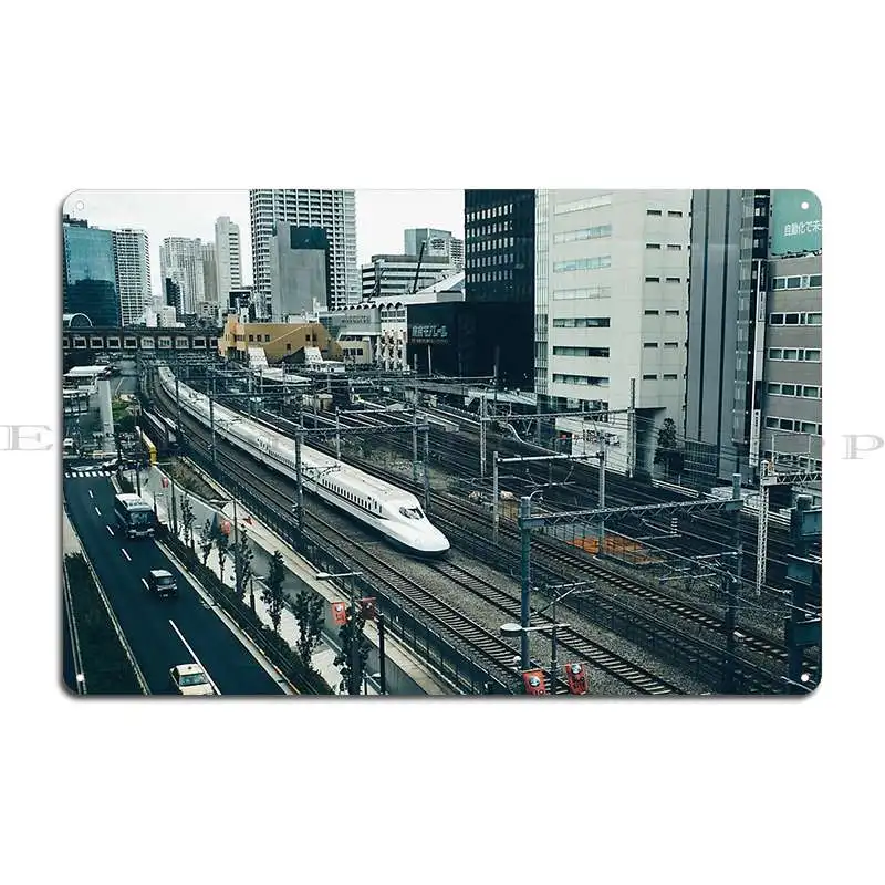 Shinkansen Bullet Train Metal Sign Funny Printing Mural Wall Decor Bar Tin Sign Poster