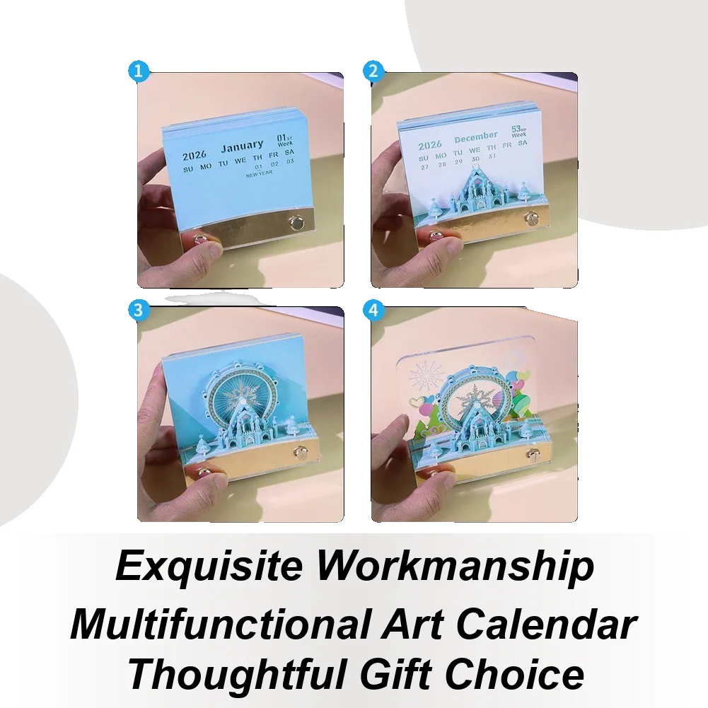 3D Calendar 3D Paper Tear Away Ferris Wheel Calendar Notes Timepiece Sticky Desk For Christmas Organization Planning Home Work