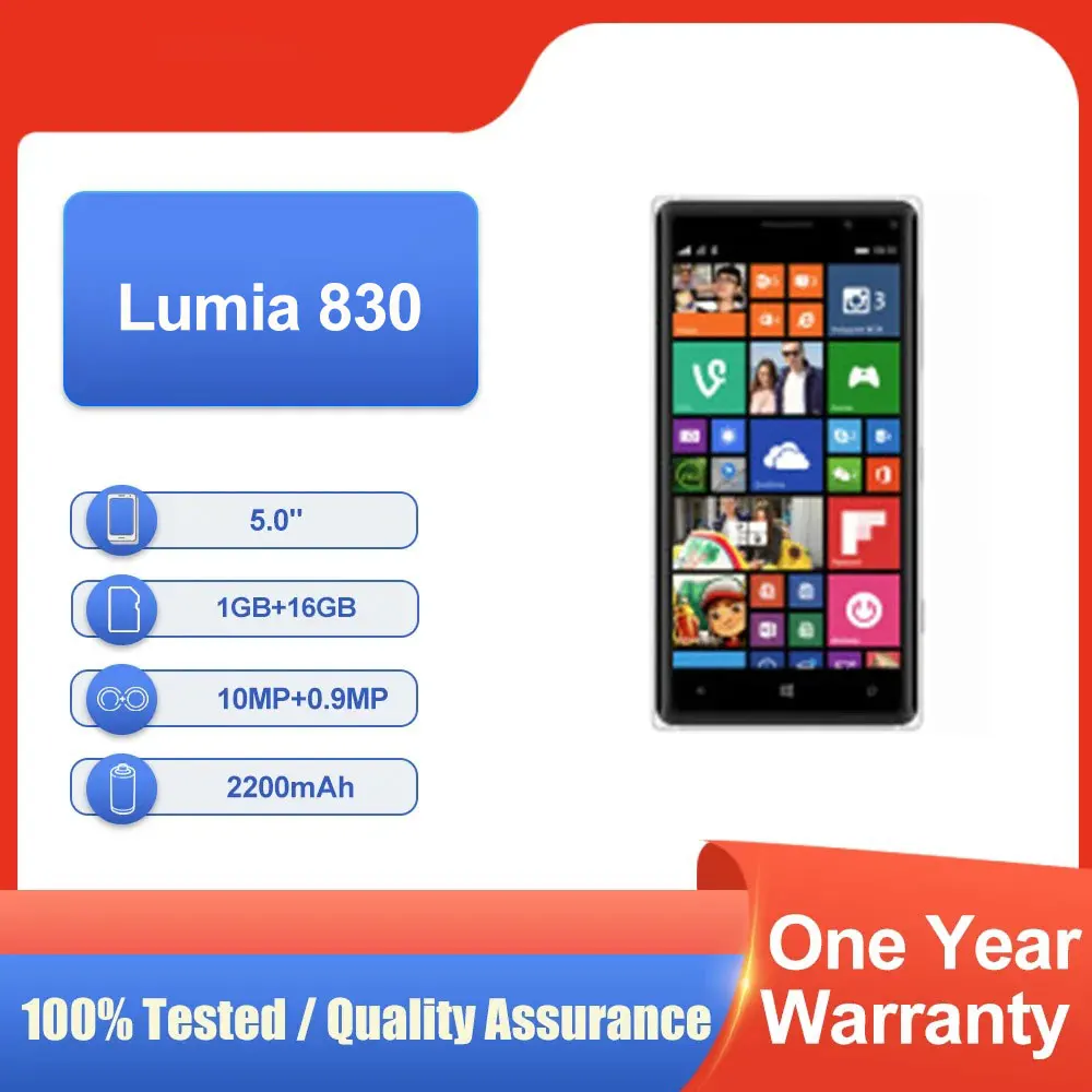الأصلي مقفلة Lumia 830 شريحة واحدة 16GB ROM 1GB RAM 5.0 "NFC شحن سريع 4G IPS LCD الهاتف المحمول بحالة جيدة