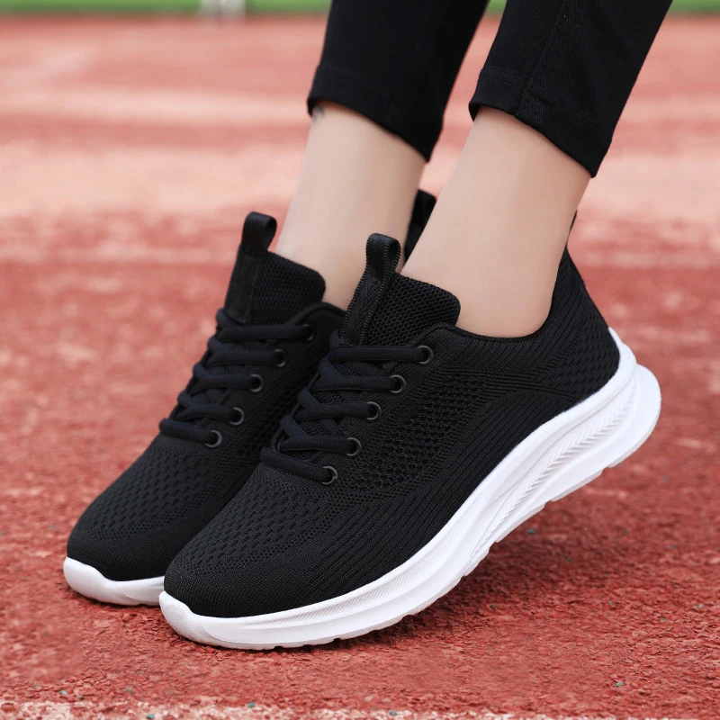 Zapatos para correr para mujer, zapatillas ligeras para caminar, zapatillas deportivas de malla para Fitness, mocasines cómodos con cordones para Fitness, talla 35-41