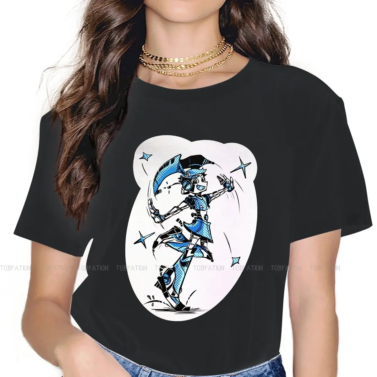 Girls T Shirt My Life as a Teenage Robot Female Tops Harajuku Kawaii Tees Ladies 4XL Oversized Tshirt